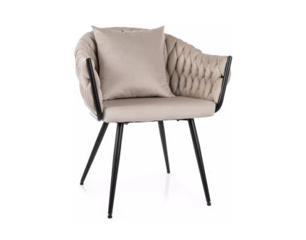 Scaun tapitat NUVO VELVET elegant, confortabil, catifea cream 62x63xH86cm, cadru si picioare negre
