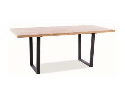 Masa extensibila VITO din MDF si furnir stejar Artisan, metal negru 140-180x85xH76cm