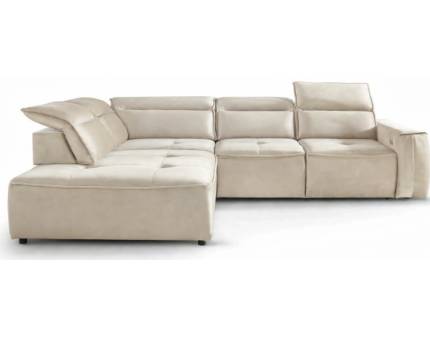 Coltar cu reglaj electric COLOMBO L cu lada pentru depozitare, tetiere reglabile, personalizabil 296x227cm