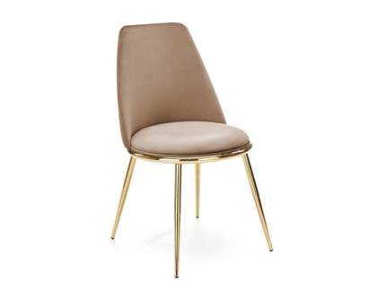 Scaun tapitat K460 luxury, catifea beige 49x54xH84cm, picioare aurii