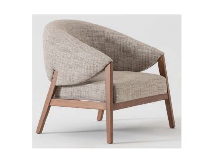 Fotoliu SIENA cu design rotunit, picioare si cadru din lemn, premium, personalizabil 90x83xH82cm