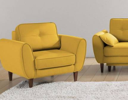 Fotoliu CANDY cu picioare nuanta lemnului, design scandinav, personalizabil 102x94xH86cm