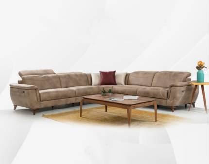 Coltar fix ARMANI L cu tetiere reglabile, 335x300cm personalizabil