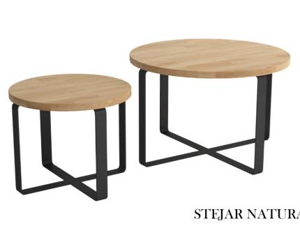 Set 2 masute KODO din PAL Egger, metal negru 41x41xH34cm / 60x60xH39cm