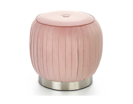 Taburet ALADIN catifea roz, cadru crom 43xH44cm
