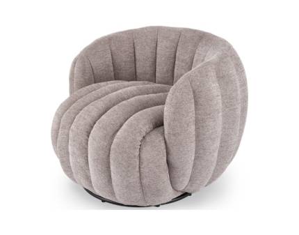 Fotoliu rotativ cozy cu design curbat FRASER material textil cappuccino 82x83xH65cm 