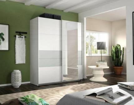 Dulap alb alpin/silk grey 181x210x62cm BOSTON EXTRA