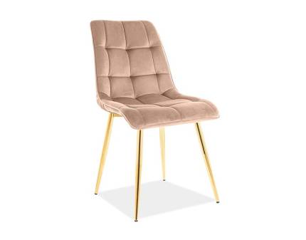 Scaun tapitat CHIC VELVET GOLD catifea beige 50x58xH88cm, picioare aurii